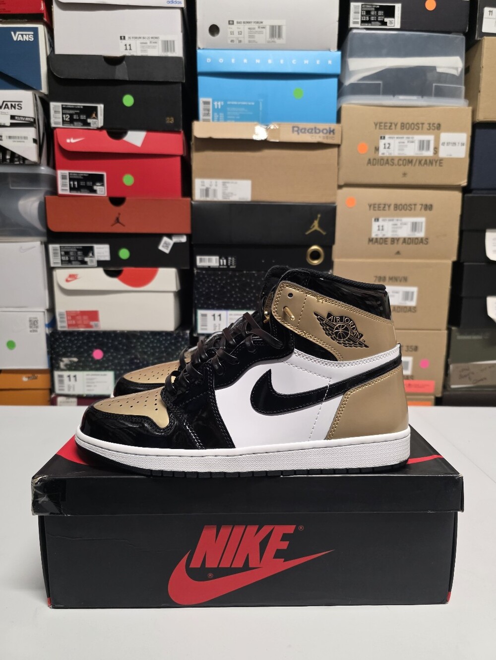 Nike Air Jordan 1 Retro High NRG Patent "Gold Toe" Sz 11 W/ Luxury Leather Laces